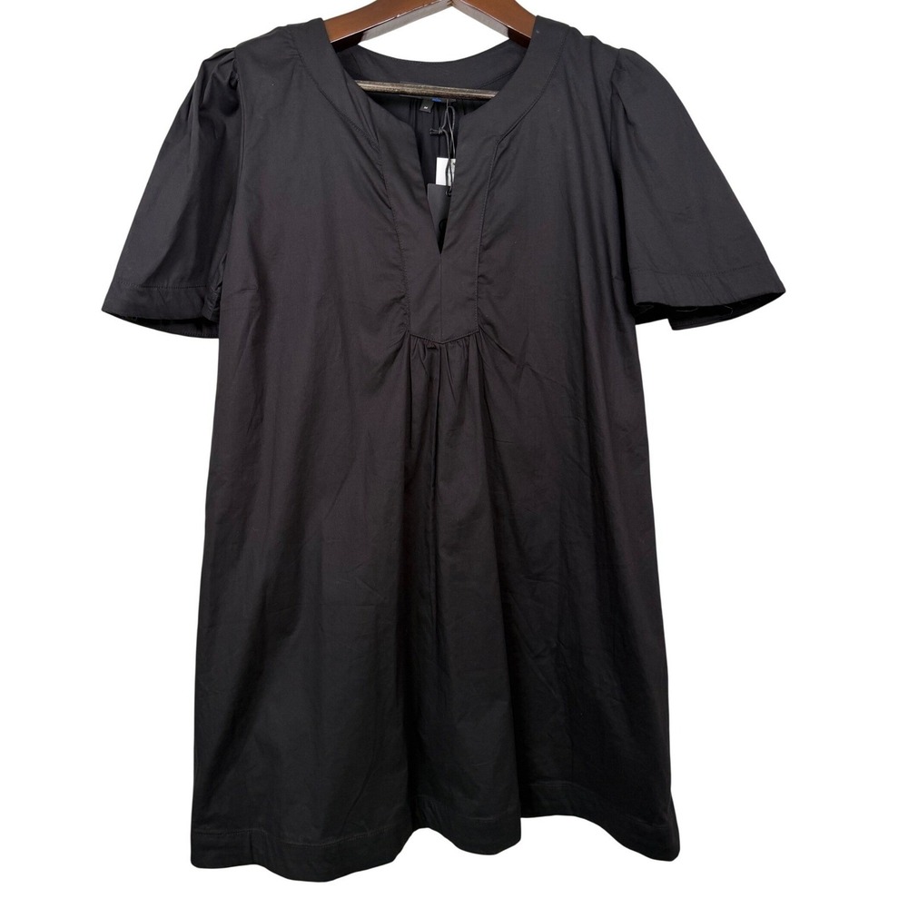 Gibsonlook‎ Black Short Flutter Sleeve V Neck Cotton Blend Dress Medium NWT